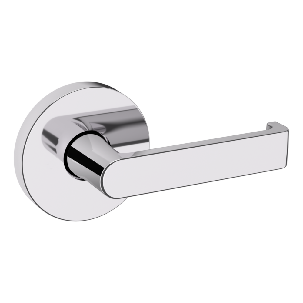 Baldwin 5105 Contemporary Straight Lever Set with 5046 Rose Polished Chrome / Passage / Reversible
