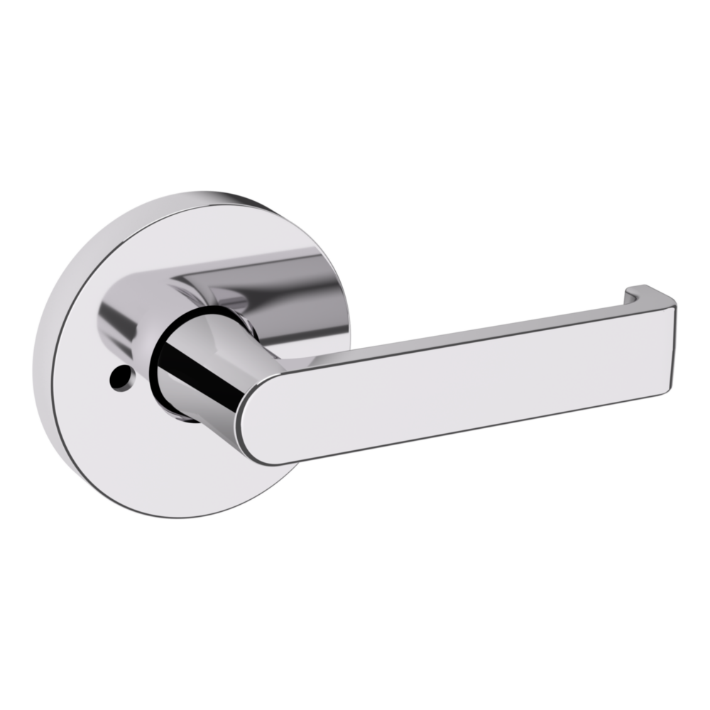 Baldwin 5105 Contemporary Straight Lever Set with 5046 Rose Polished Chrome / Privacy / Reversible