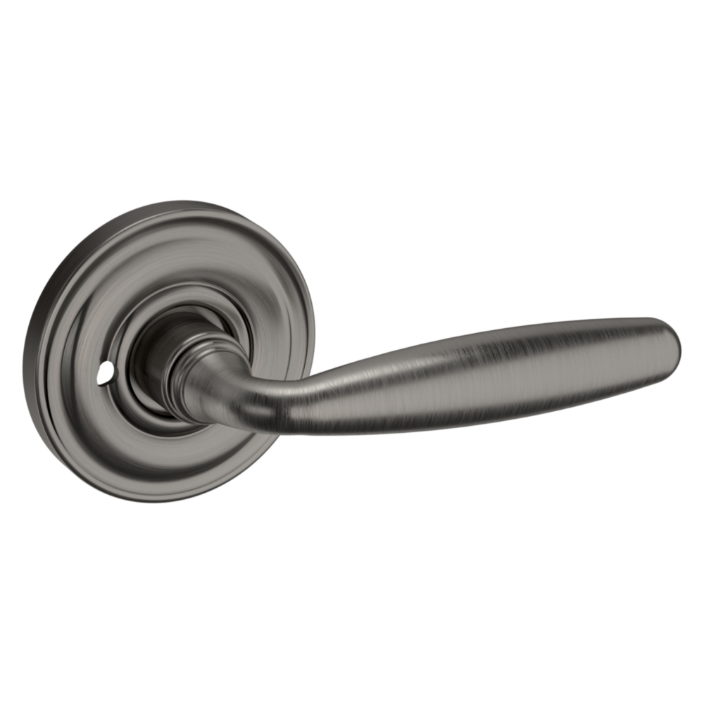 Baldwin 5106 Traditional Straight Lever Set with 5048 Rose Lifetime (PVD) Graphite Nickel / Privacy / Reversible