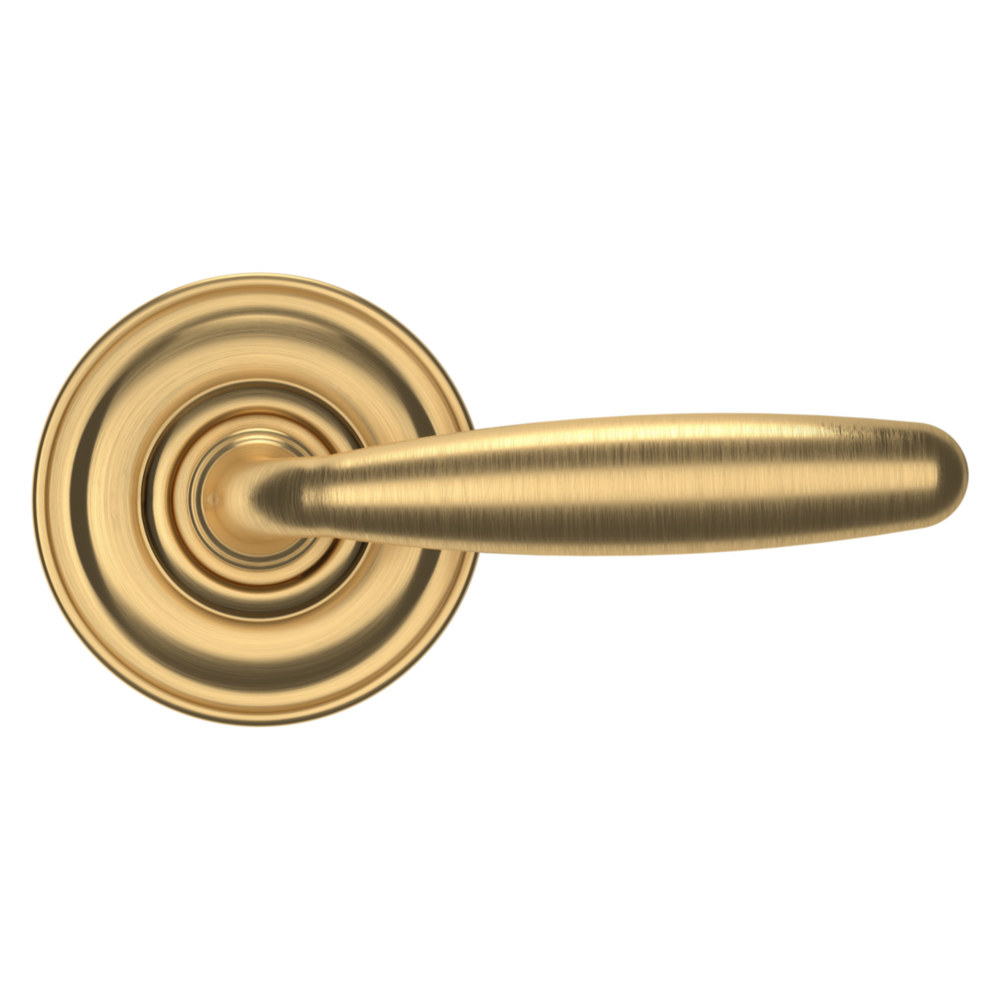 Baldwin 5106 Traditional Straight Lever Set with 5048 Rose Lifetime (PVD) Satin Brass / Passage / Reversible