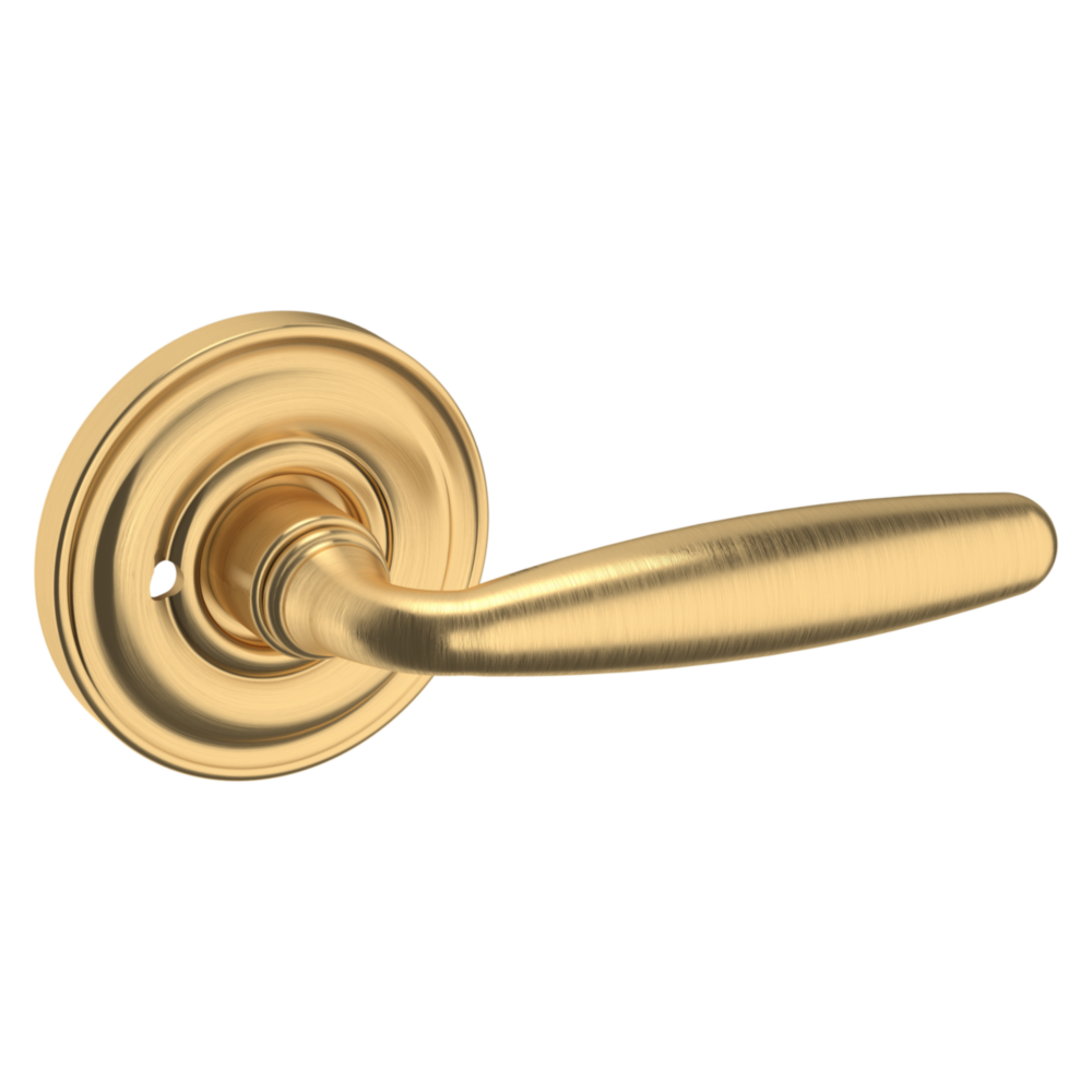 Baldwin 5106 Traditional Straight Lever Set with 5048 Rose Lifetime (PVD) Satin Brass / Privacy / Reversible
