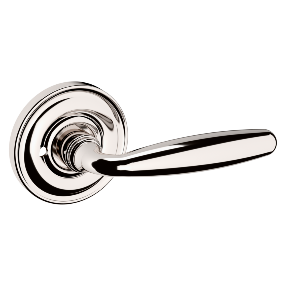 Baldwin 5106 Traditional Straight Lever Set with 5048 Rose Lifetime (PVD) Polished Nickel / Privacy / Reversible