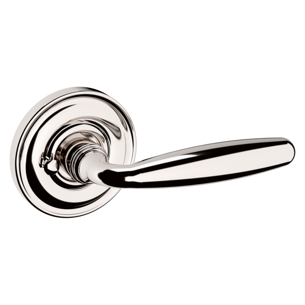 Baldwin 5106 Traditional Straight Lever Set with 5048 Rose Lifetime (PVD) Polished Nickel / Privacy / Reversible