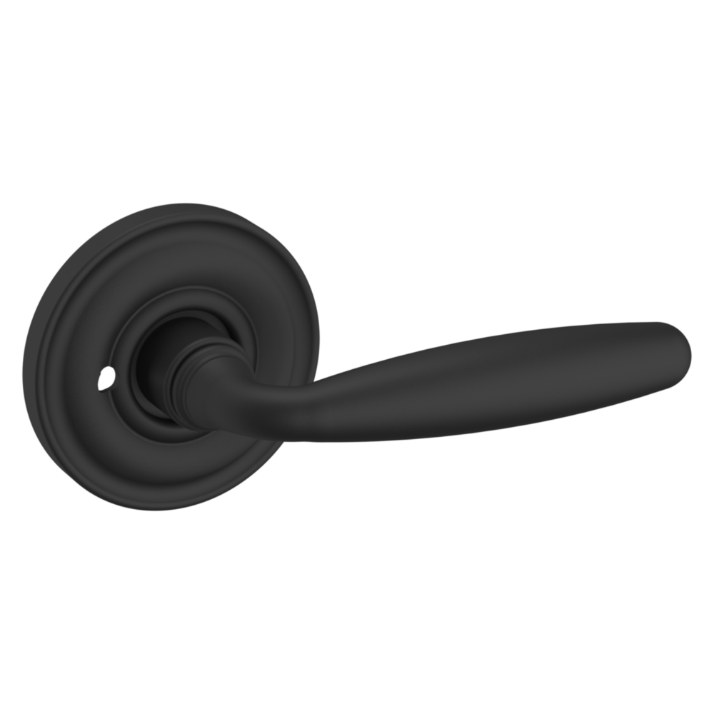 Baldwin 5106 Traditional Straight Lever Set with 5048 Rose Satin Black / Privacy / Reversible