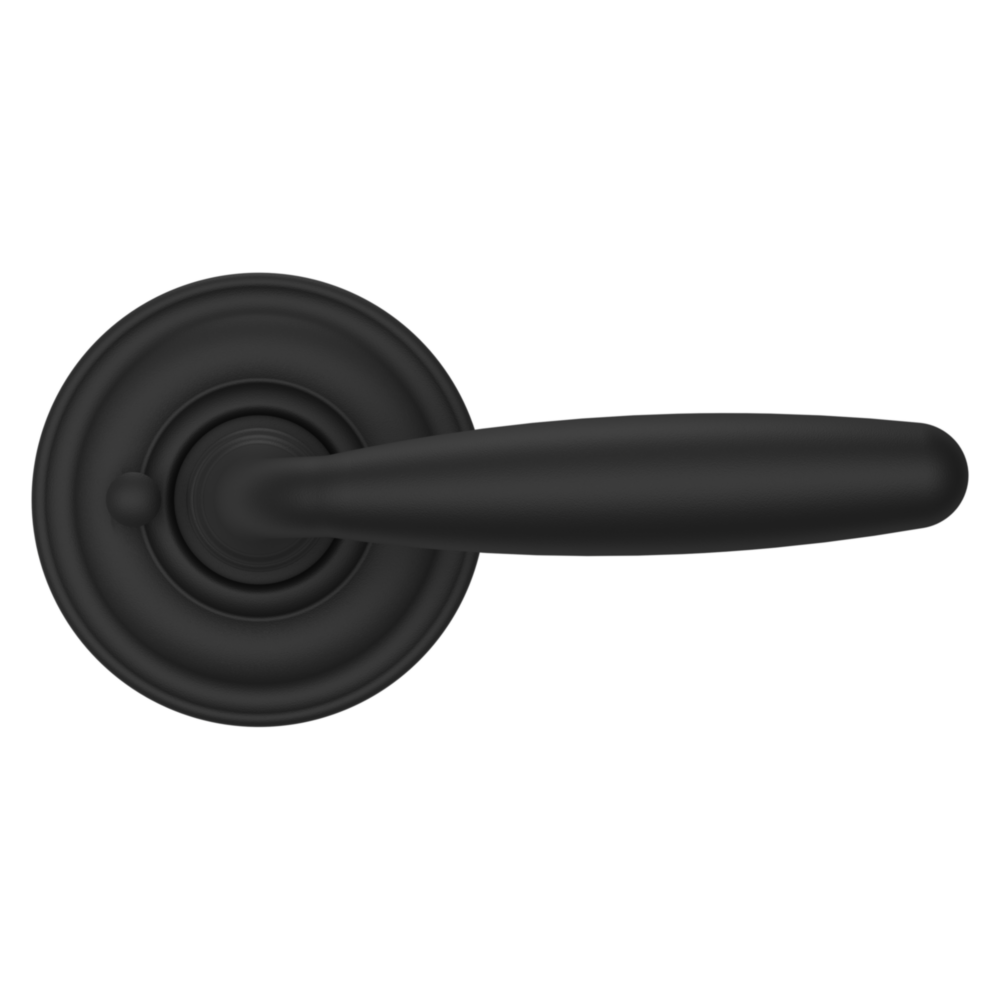 Baldwin 5106 Traditional Straight Lever Set with 5048 Rose Satin Black / Privacy / Reversible