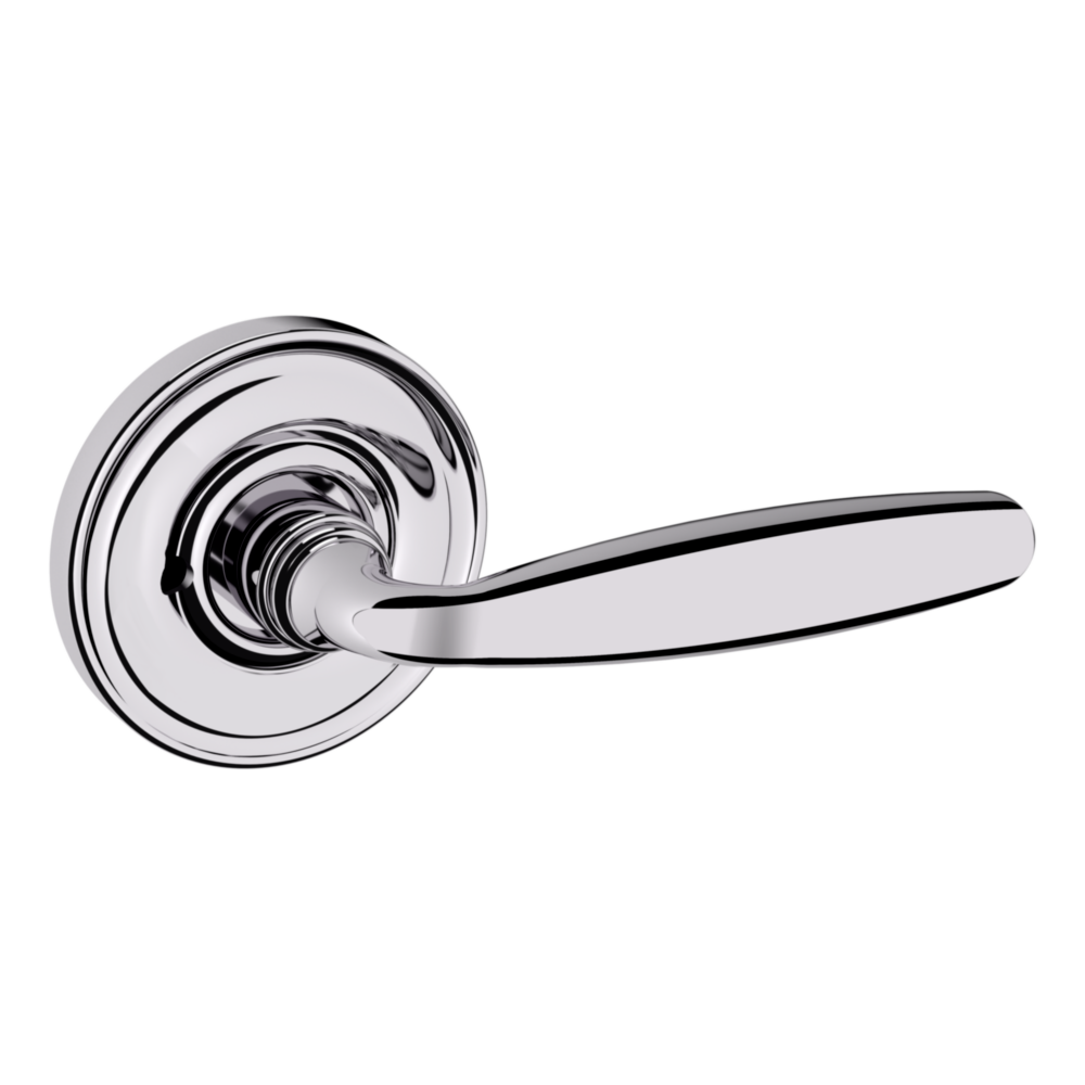 Baldwin 5106 Traditional Straight Lever Set with 5048 Rose Polished Chrome / Privacy / Reversible