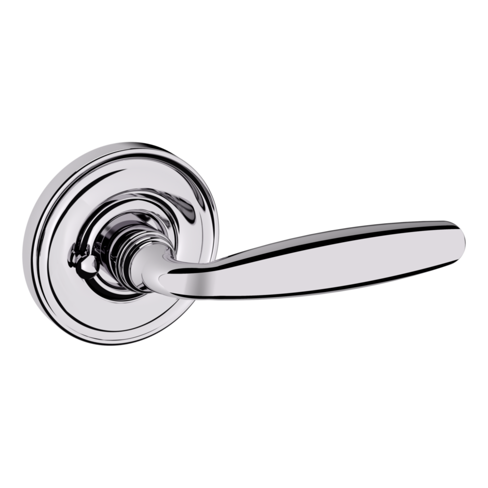 Baldwin 5106 Traditional Straight Lever Set with 5048 Rose Polished Chrome / Privacy / Reversible