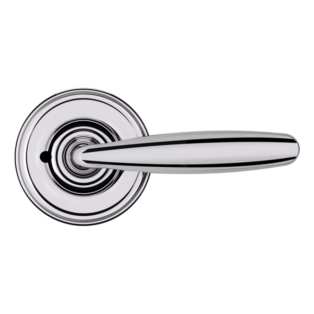 Baldwin 5106 Traditional Straight Lever Set with 5048 Rose Polished Chrome / Privacy / Reversible