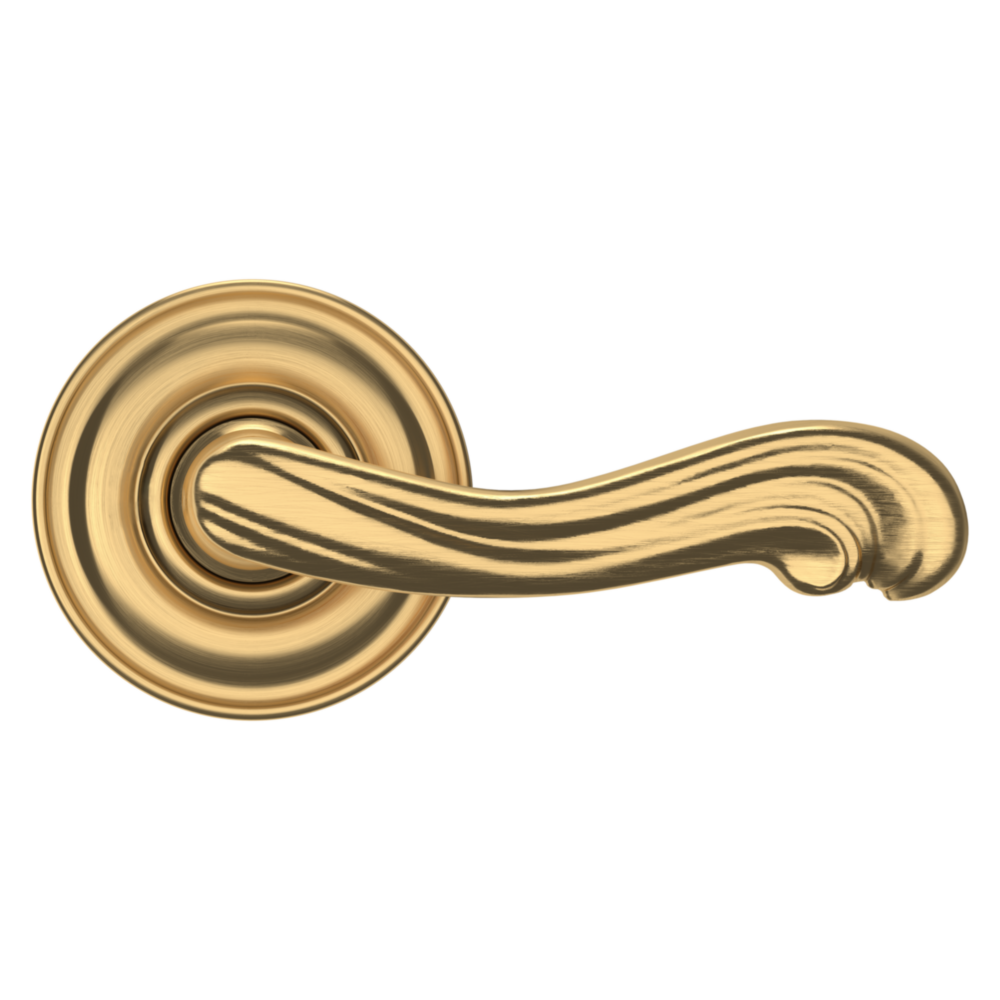 Baldwin 5108 Kensington Lever Set with 5048 Rose Lifetime (PVD) Satin Brass / Passage / Reversible