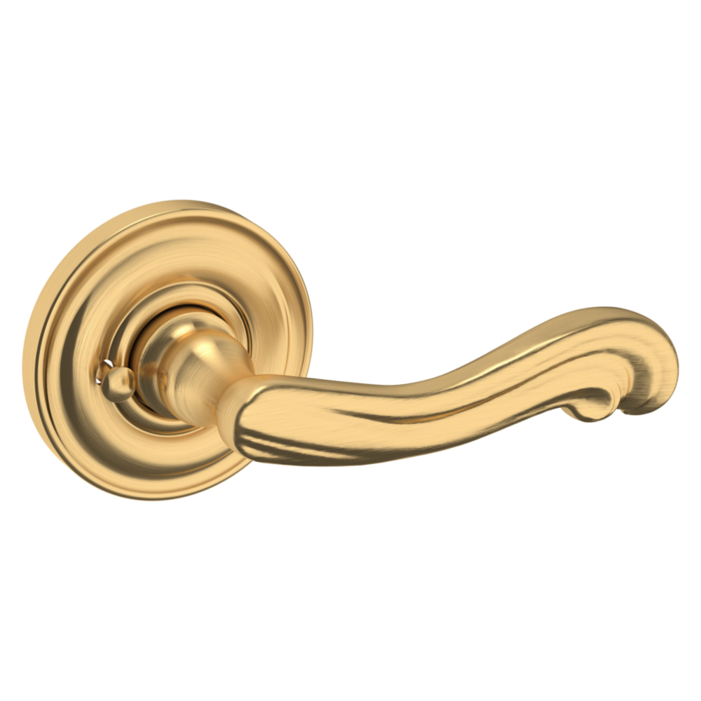 Baldwin 5108 Kensington Lever Set with 5048 Rose Lifetime (PVD) Satin Brass / Privacy / Reversible