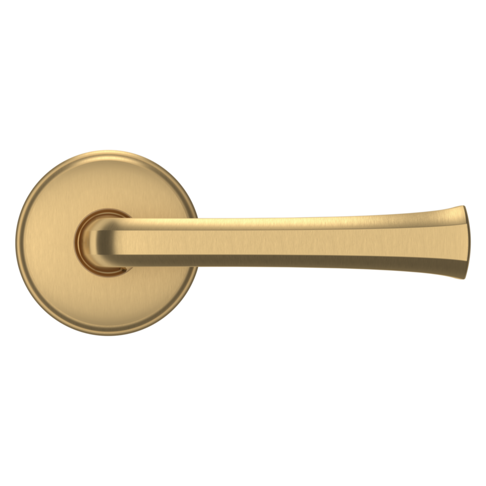 Baldwin 5112 Transitional Straight Lever Set with 5075 Rose Vintage Brass / Passage / Reversible