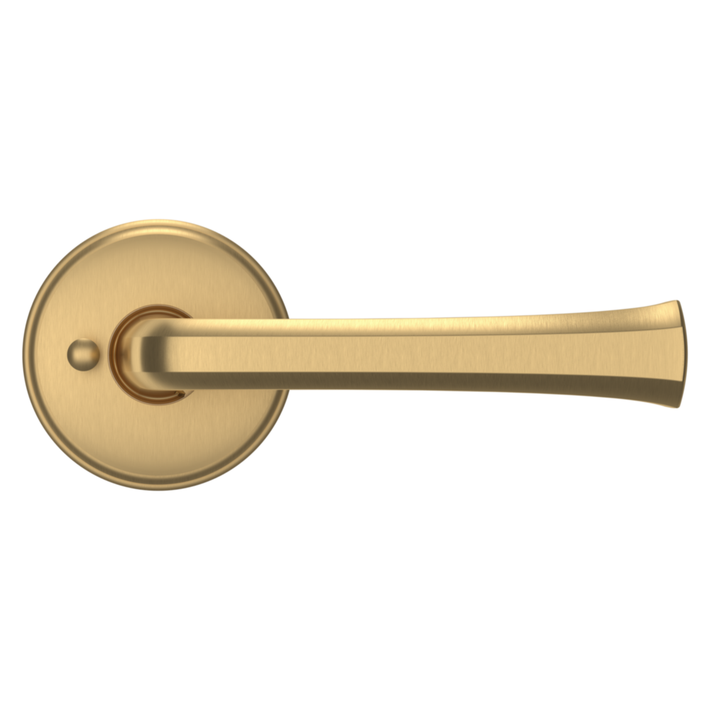 Baldwin 5112 Transitional Straight Lever Set with 5075 Rose Vintage Brass / Privacy / Reversible