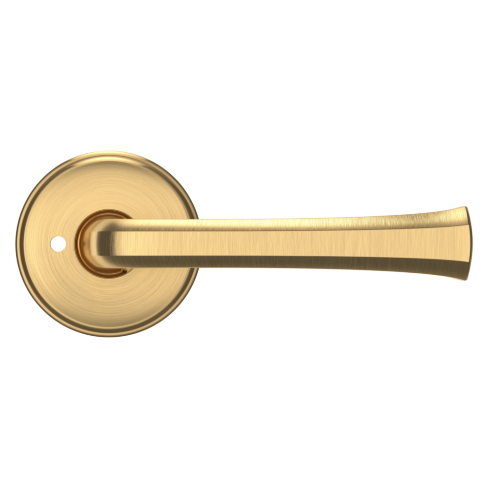 Baldwin 5112 Transitional Straight Lever Set with 5075 Rose Lifetime (PVD) Satin Brass / Privacy / Reversible