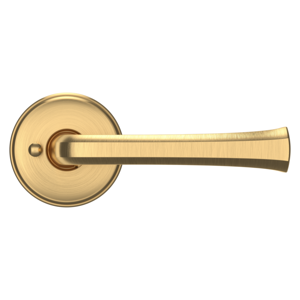 Baldwin 5112 Transitional Straight Lever Set with 5075 Rose Lifetime (PVD) Satin Brass / Privacy / Reversible