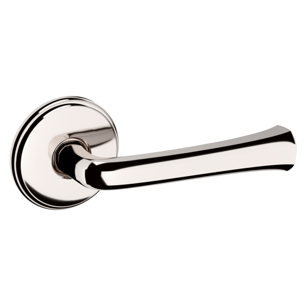 Baldwin 5112 Transitional Straight Lever Set with 5075 Rose Lifetime (PVD) Polished Nickel / Passage / Reversible