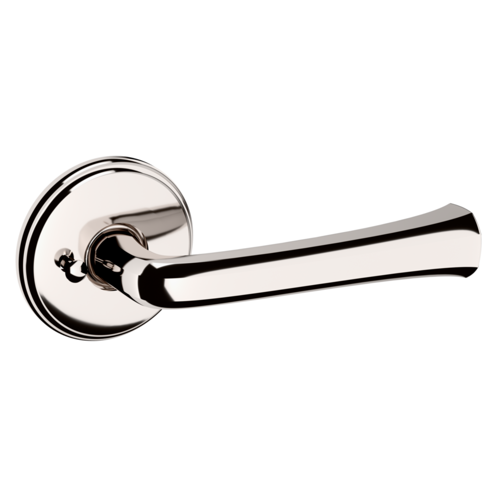 Baldwin 5112 Transitional Straight Lever Set with 5075 Rose Lifetime (PVD) Polished Nickel / Privacy / Reversible
