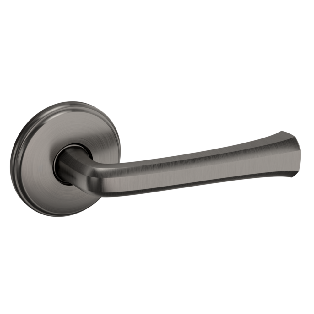 Baldwin 5112 Transitional Straight Lever Set with 5075 Rose Lifetime (PVD) Graphite Nickel / Passage / Reversible