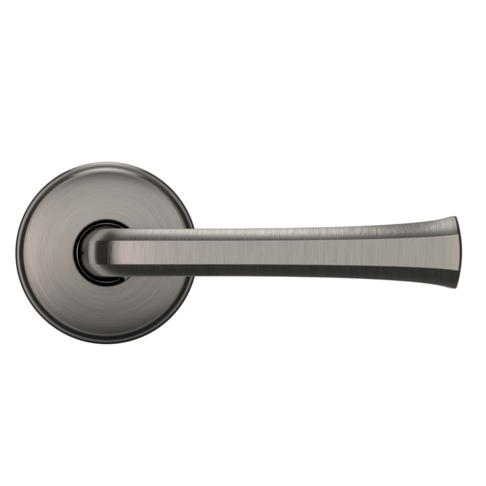 Baldwin 5112 Transitional Straight Lever Set with 5075 Rose Lifetime (PVD) Graphite Nickel / Passage / Reversible