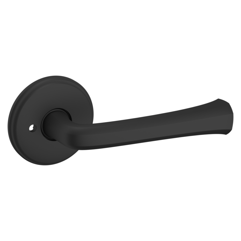 Baldwin 5112 Transitional Straight Lever Set with 5075 Rose Satin Black / Privacy / Reversible