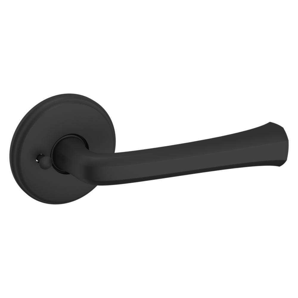 Baldwin 5112 Transitional Straight Lever Set with 5075 Rose Satin Black / Privacy / Reversible