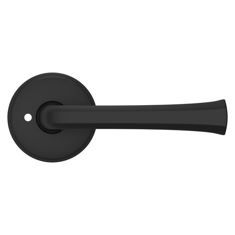 Baldwin 5112 Transitional Straight Lever Set with 5075 Rose Satin Black / Privacy / Reversible