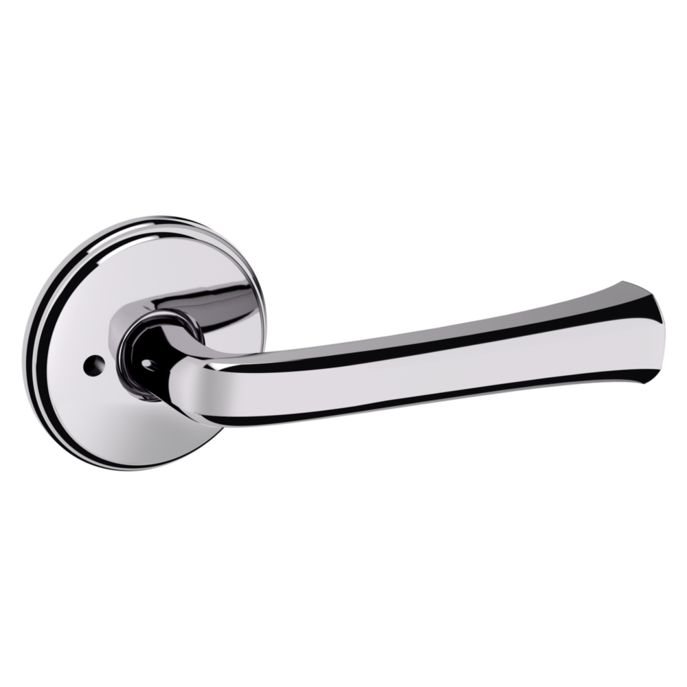 Baldwin 5112 Transitional Straight Lever Set with 5075 Rose Polished Chrome / Privacy / Reversible