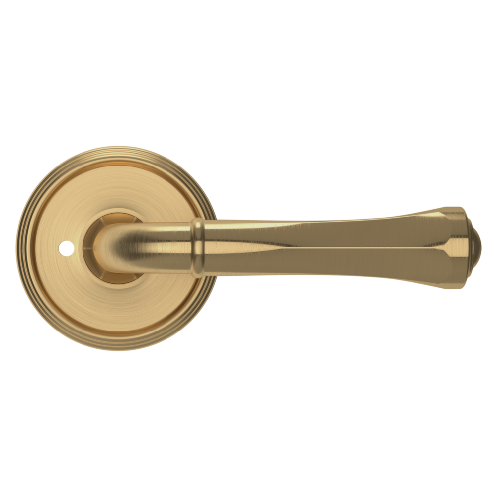 Baldwin 5113 Traditional Straight Lever Set with 5078 Rose Vintage Brass / Privacy / Reversible