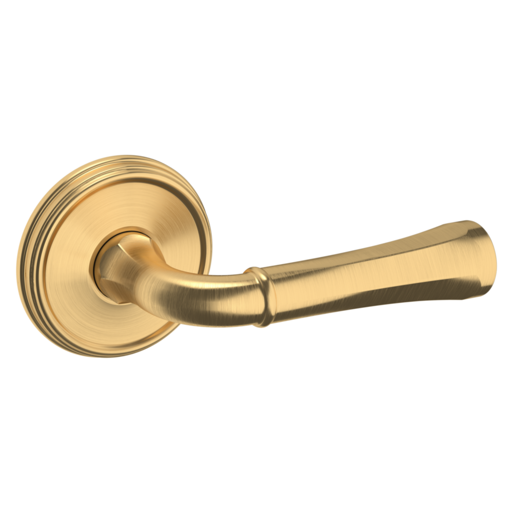 Baldwin 5113 Traditional Straight Lever Set with 5078 Rose Lifetime (PVD) Satin Brass / Passage / Reversible