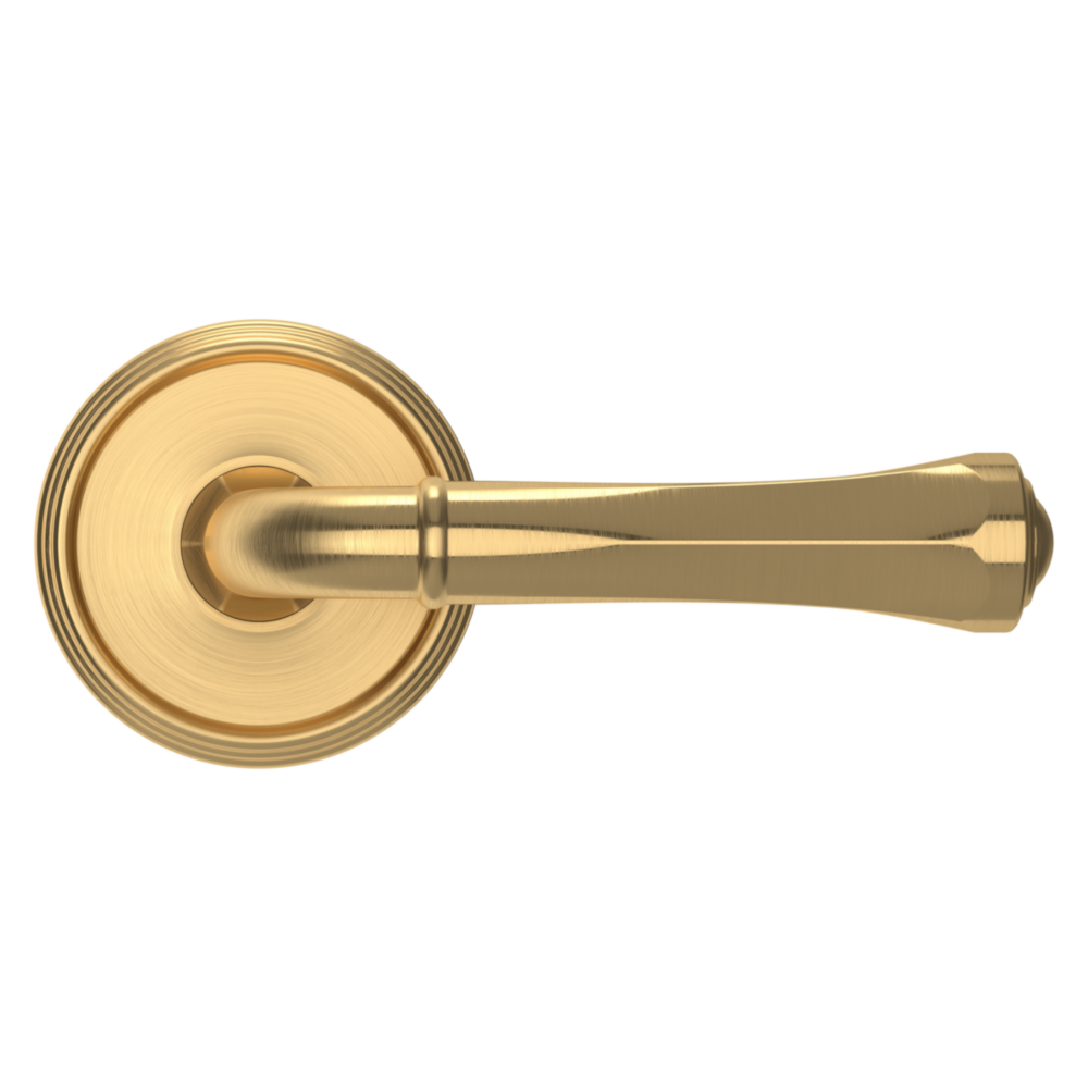 Baldwin 5113 Traditional Straight Lever Set with 5078 Rose Lifetime (PVD) Satin Brass / Passage / Reversible