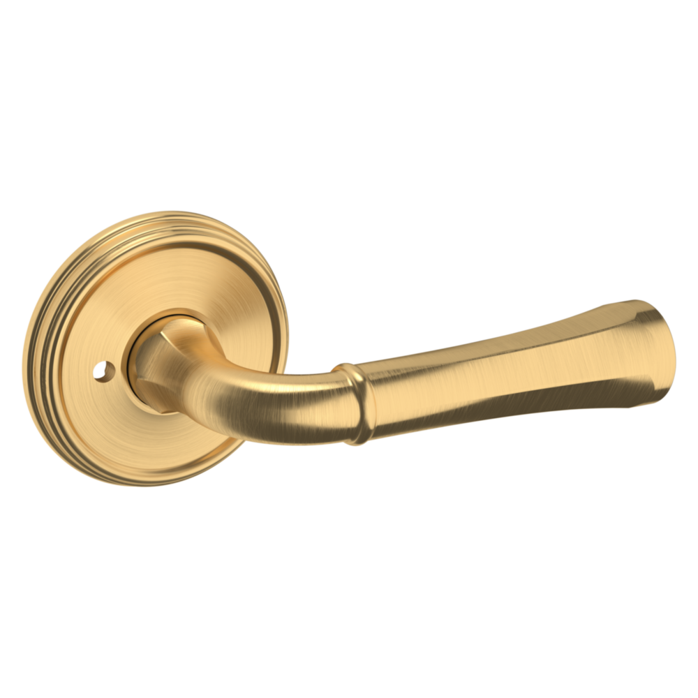 Baldwin 5113 Traditional Straight Lever Set with 5078 Rose Lifetime (PVD) Satin Brass / Privacy / Reversible