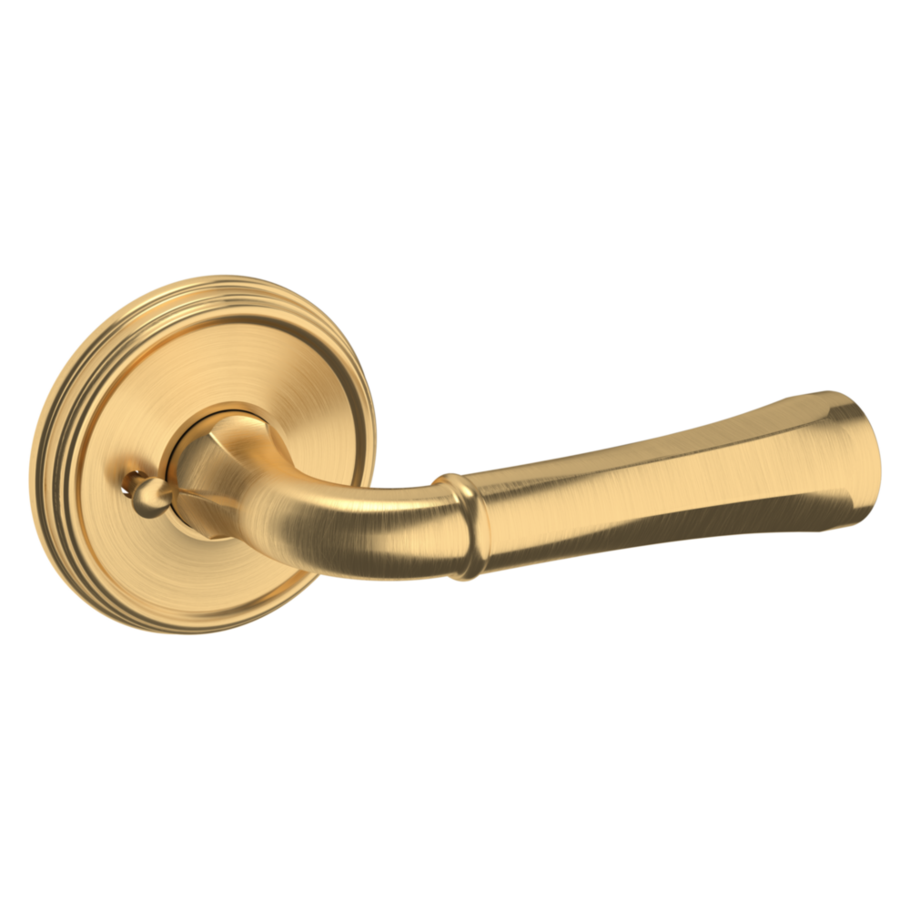 Baldwin 5113 Traditional Straight Lever Set with 5078 Rose Lifetime (PVD) Satin Brass / Privacy / Reversible