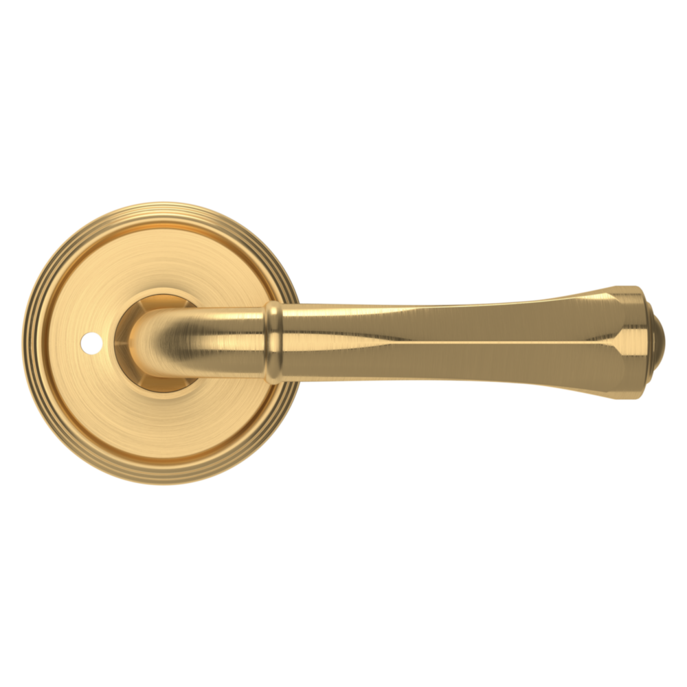 Baldwin 5113 Traditional Straight Lever Set with 5078 Rose Lifetime (PVD) Satin Brass / Privacy / Reversible