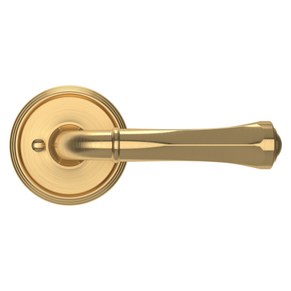 Baldwin 5113 Traditional Straight Lever Set with 5078 Rose Lifetime (PVD) Satin Brass / Privacy / Reversible