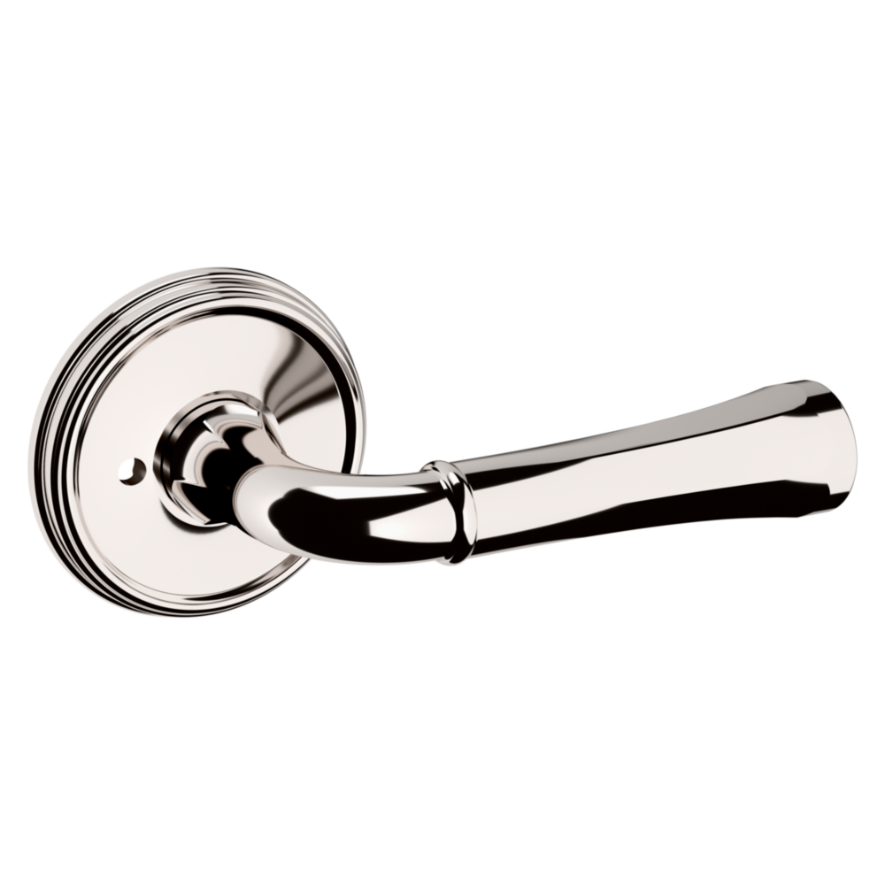 Baldwin 5113 Traditional Straight Lever Set with 5078 Rose Lifetime (PVD) Polished Nickel / Privacy / Reversible