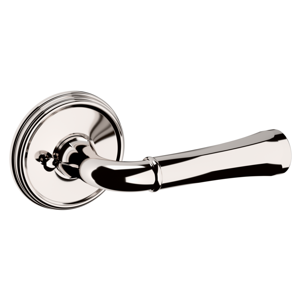 Baldwin 5113 Traditional Straight Lever Set with 5078 Rose Lifetime (PVD) Polished Nickel / Privacy / Reversible