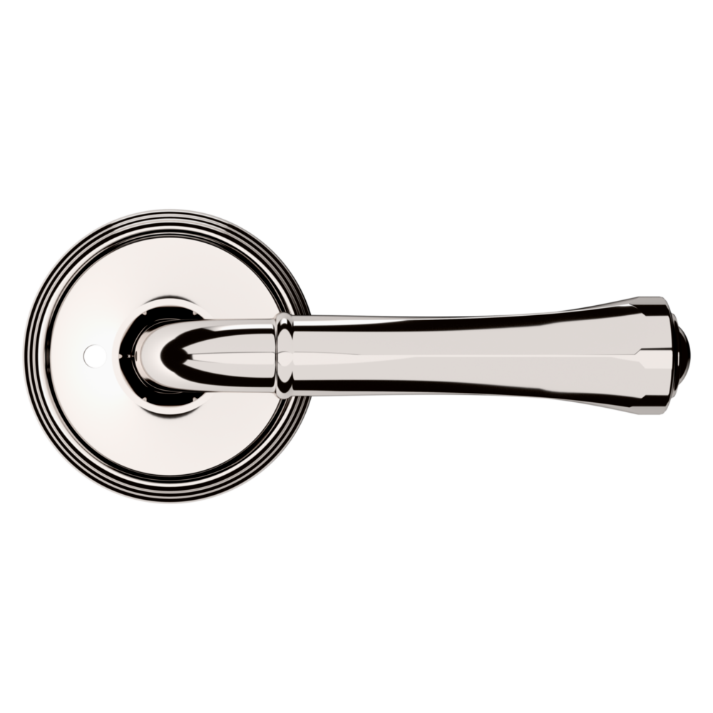 Baldwin 5113 Traditional Straight Lever Set with 5078 Rose Lifetime (PVD) Polished Nickel / Privacy / Reversible