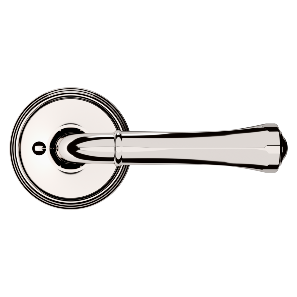 Baldwin 5113 Traditional Straight Lever Set with 5078 Rose Lifetime (PVD) Polished Nickel / Privacy / Reversible