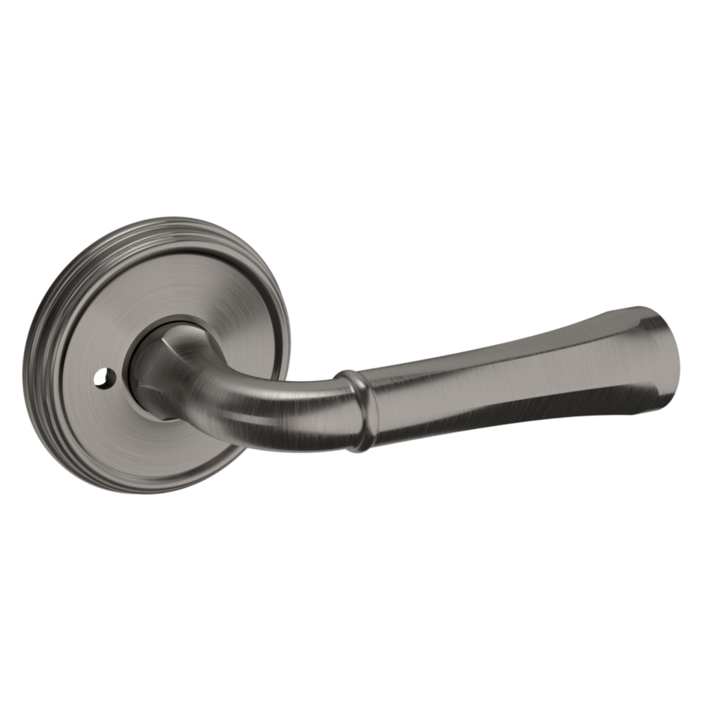 Baldwin 5113 Traditional Straight Lever Set with 5078 Rose Lifetime (PVD) Graphite Nickel / Privacy / Reversible