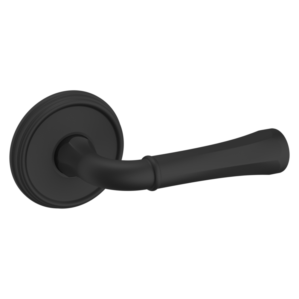 Baldwin 5113 Traditional Straight Lever Set with 5078 Rose Satin Black / Passage / Reversible