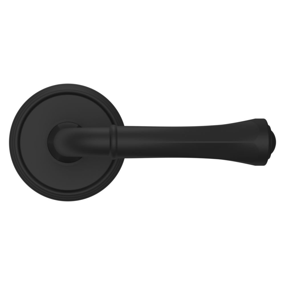 Baldwin 5113 Traditional Straight Lever Set with 5078 Rose Satin Black / Passage / Reversible