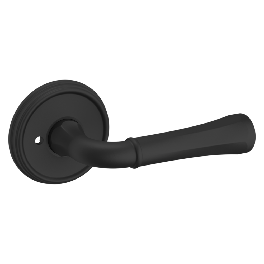 Baldwin 5113 Traditional Straight Lever Set with 5078 Rose Satin Black / Privacy / Reversible