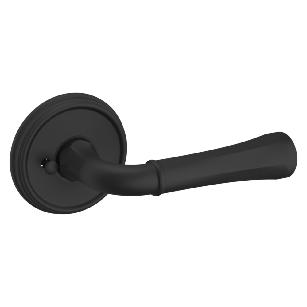 Baldwin 5113 Traditional Straight Lever Set with 5078 Rose Satin Black / Privacy / Reversible