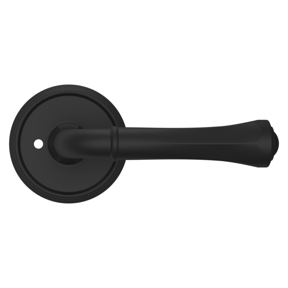 Baldwin 5113 Traditional Straight Lever Set with 5078 Rose Satin Black / Privacy / Reversible