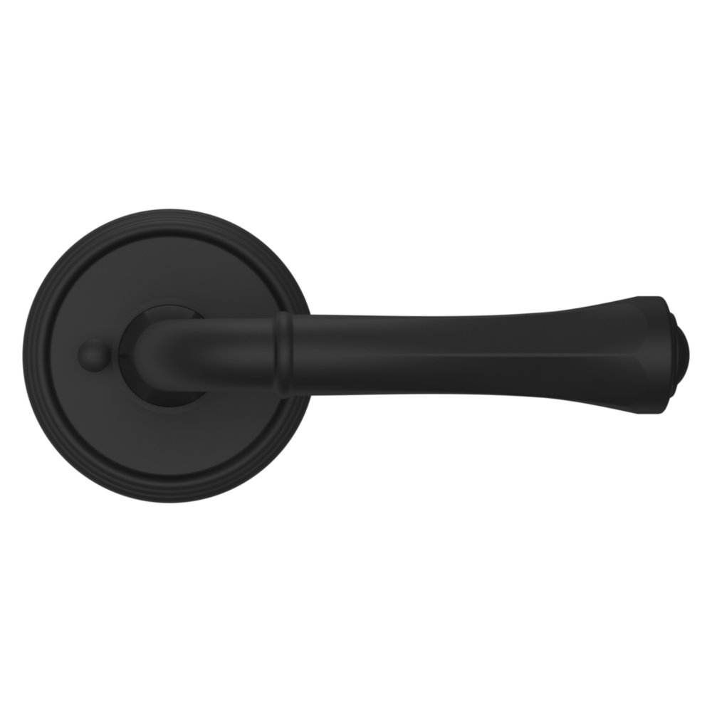 Baldwin 5113 Traditional Straight Lever Set with 5078 Rose Satin Black / Privacy / Reversible