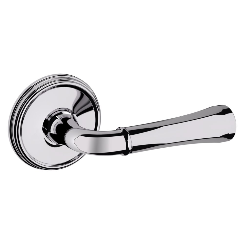 Baldwin 5113 Traditional Straight Lever Set with 5078 Rose Polished Chrome / Passage / Reversible