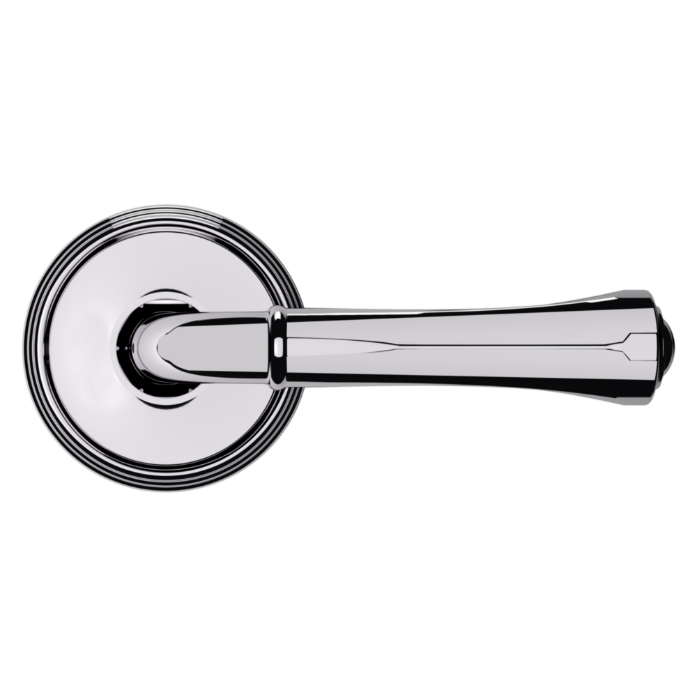 Baldwin 5113 Traditional Straight Lever Set with 5078 Rose Polished Chrome / Passage / Reversible