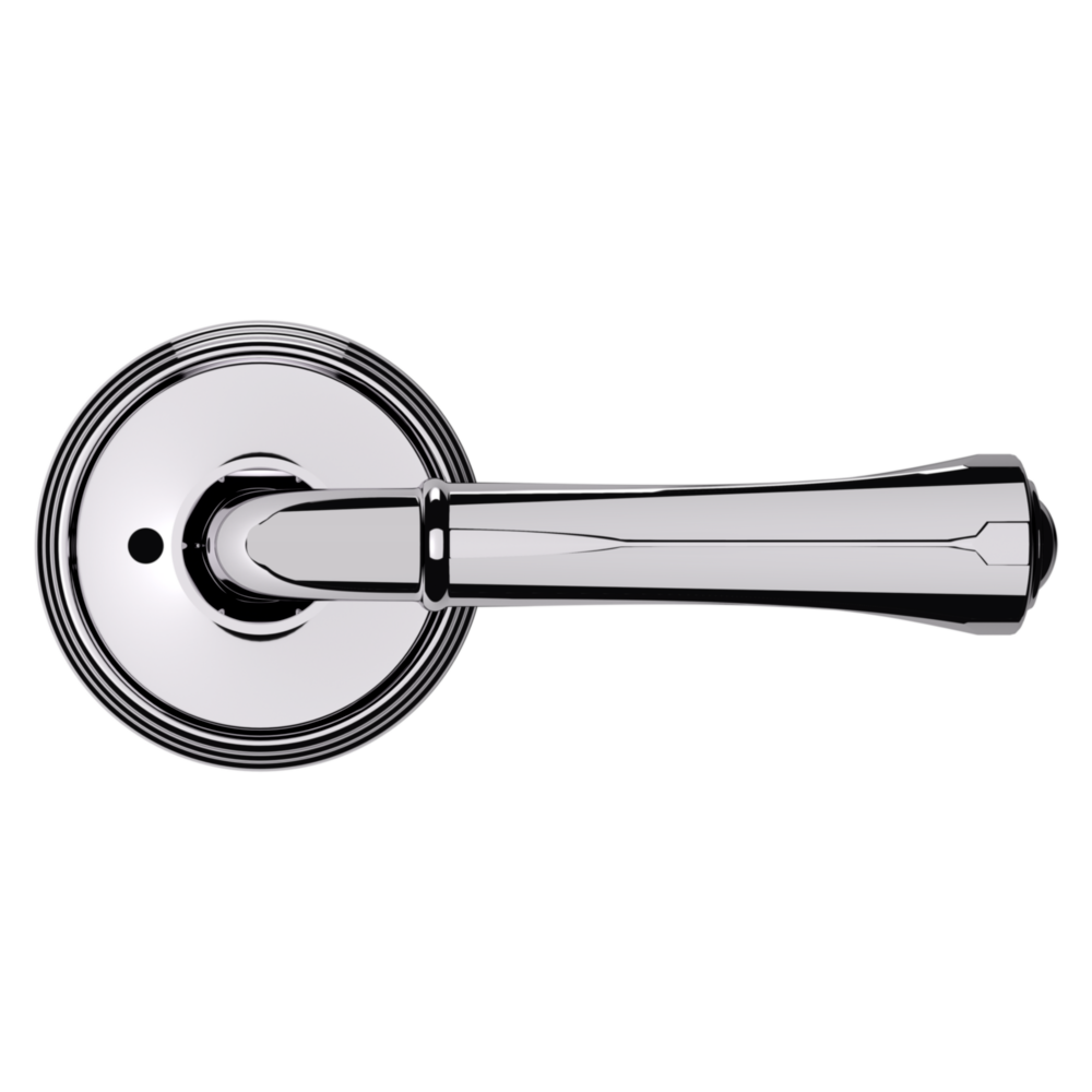 Baldwin 5113 Traditional Straight Lever Set with 5078 Rose Polished Chrome / Privacy / Reversible