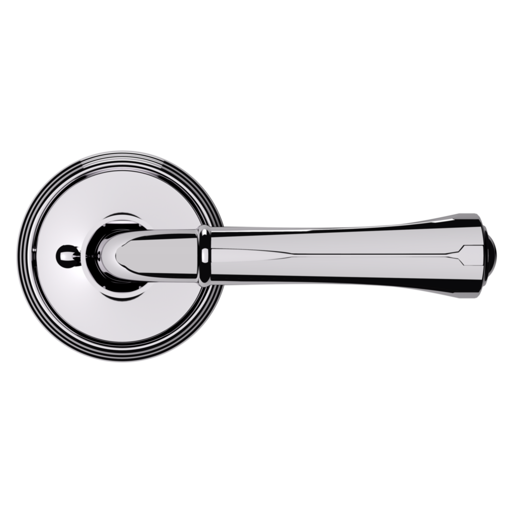 Baldwin 5113 Traditional Straight Lever Set with 5078 Rose Polished Chrome / Privacy / Reversible