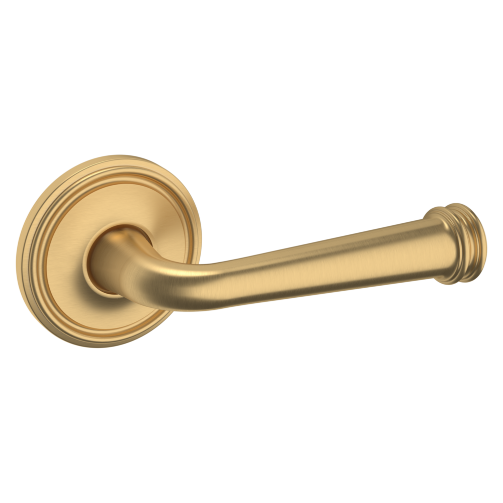 Baldwin 5116 Traditional Straight Lever Set with 5070 Rose Vintage Brass / Passage / Reversible