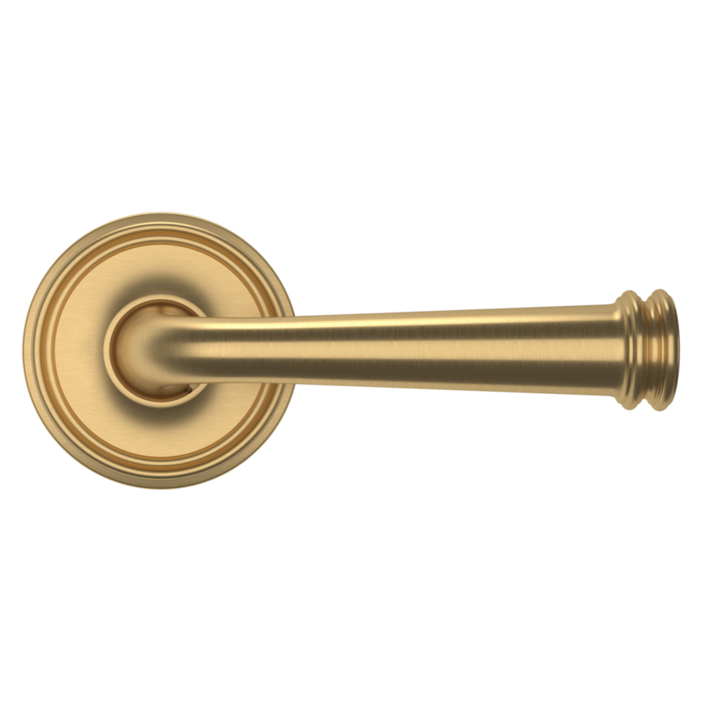 Baldwin 5116 Traditional Straight Lever Set with 5070 Rose Vintage Brass / Passage / Reversible